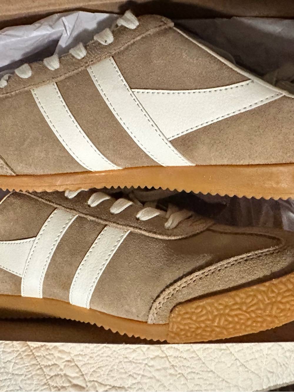 Gola Tan Suede Sneakers slides with White Stripes